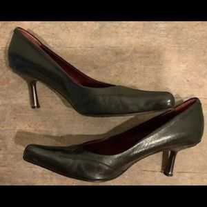 Goffredo Fantini black leather heels 7.5